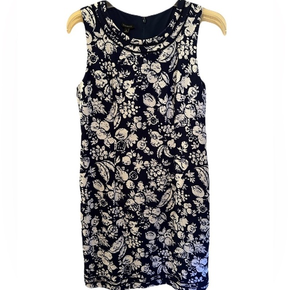 Talbots Mixed Fruit Textured Dress Size 12 Navy and White - Picture 1 of 9